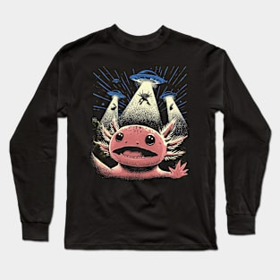 Axolotl and Aliens: Extraterrestrial Encounter Long Sleeve T-Shirt